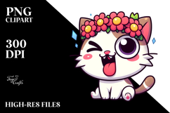 Ridiculously Cute Cat with Flower Crown PNG Product Image 2