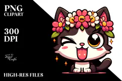 Ridiculously Cute Cat with Flower Crown PNG Product Image 2