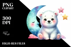 Colorful Baby Polar Bear with Moon and Stars | Sublimation | Product Image 3