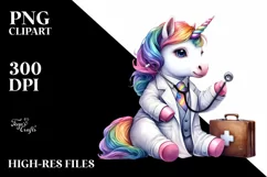Baby Unicorn in Lab Coat, Adorable PNG Product Image 3
