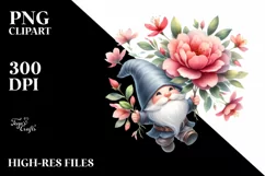 Colorful Gnome with Azalea | Sublimation | Clipart Product Image 1