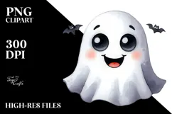 Funny Halloween Ghost with Goofy Smile, PNG Product Image 2