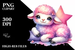Cute Baby Lamb Resting on Star | Clipart Product Image 3