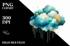 Colorful Cyan Cloud with Small Golden Foil | Sublimation | Product Image 3