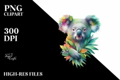Abstract Vibrant Watercolor Koala, Transparent PNG Product Image 3