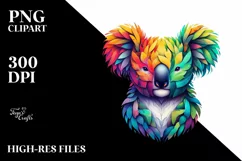 Abstract Vibrant Watercolor Koala, Transparent PNG Product Image 1