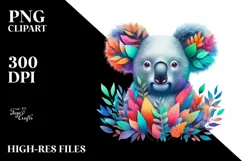 Abstract Vibrant Watercolor Koala, Transparent PNG Product Image 3