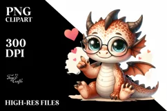cute Baby Dragon Watercolor Clipart Product Image 3