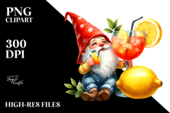 Whimsical Gnome Drinking Cocktail PNG Product Image 2