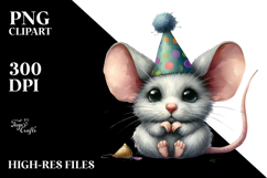 Contempt Mouse Sitting Party Hat Clipart Product Image 2