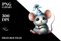 Contempt Mouse Sitting Party Hat Clipart Product Image 2
