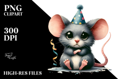Contempt Mouse Sitting Party Hat Clipart Product Image 2