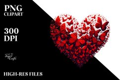 Digital Red Heart with Butterflies PNG Product Image 2