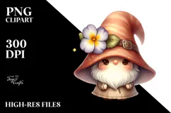 Cute Watercolor Gnome with Primrose PNG Product Image 2
