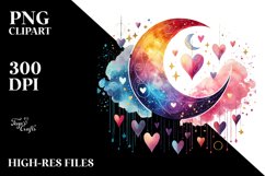 Adorned Half Moon with Hanging Hearts, Transparent PNG Product Image 2