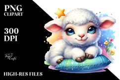 Smiling Baby Lamb on Star PNG Product Image 2