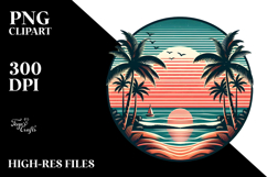 Retro Tropical Beach Sunset Tee, PNG Product Image 2