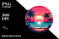 Retro Tropical Beach Sunset PNG Product Image 2