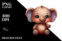 Colorful Plush Elephant Watercolor Clipart Product Image 3