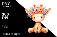 Pastel Giraffe Flower Crown Clipart Product Image 2
