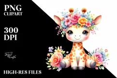 Pastel Giraffe Flower Crown Clipart Product Image 3