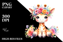 Pastel Giraffe Flower Crown Clipart Product Image 2