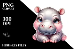 Cute Energetic Baby Hippo PNG Product Image 2