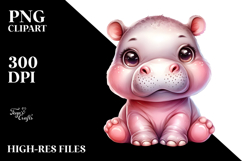 Cute Baby Hippo with Punk Look PNG Product Image 2