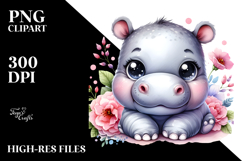 Energetic Baby Hippo PNG Product Image 2