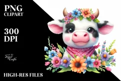 Colorful Cute Baby Cow Whimsical Flowers Product Image 3