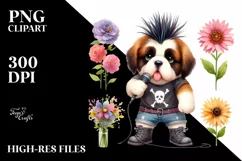 Whimsical Saint Bernard Punk Singer Haircut Clipart Product Image 1