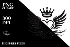 Heart with Wings and Crown PNG Product Image 2