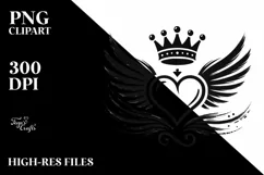 Heart with Wings and Crown PNG Product Image 2