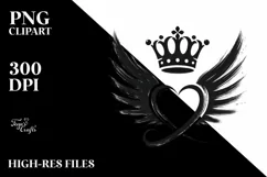 Heart with Wings and Crown PNG Product Image 2