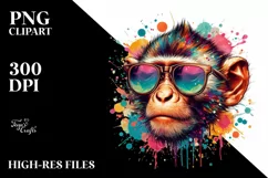Colorful Monkey Watercolor Clipart Product Image 1
