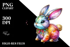 Colorful Bunny Made of with Golden Insertions, Transparent Product Image 2