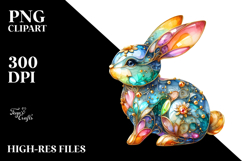 Colorful Bunny Made of with Golden Insertions, Transparent Product Image 2