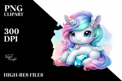 Baby Unicorn with Gemstone, Dreamy PNG Product Image 1