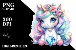 Baby Unicorn with Gemstone, Magical PNG Product Image 1