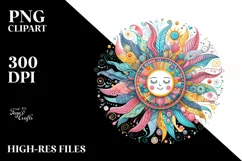 Colorful Wimsicall Pastel Sun | Sublimation | Clipart Product Image 1