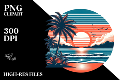 Retro Tropical Beach Sunset PNG Product Image 2