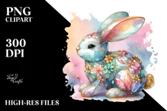 Pastel Bunny with Golden Insertions PNG Product Image 2