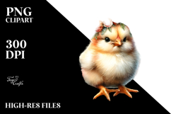 Digital Watercolor Cute Baby Chicken PNG Product Image 2