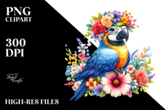 Cartoon Macaw Flower Crown Clipart Product Image 2