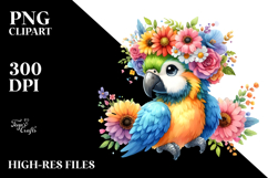 Cartoon Macaw Flower Crown Clipart Product Image 2