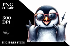 Detailed Penguin Sunglasses Rocker Sign Product Image 1