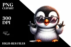 Detailed Penguin Sunglasses Rocker Sign Product Image 1
