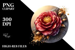 Detailed Shiny Camellia Golden Round Wood | Sublimation | Product Image 3