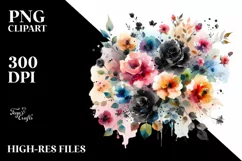 Colorful Black Roses Abstract PNG Product Image 1