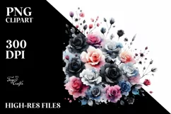 Colorful Black Roses Abstract PNG Product Image 3